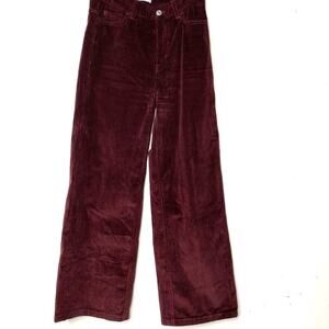 Zara Brown chocolate WINE Velvet Wide Leg Pants sz 2